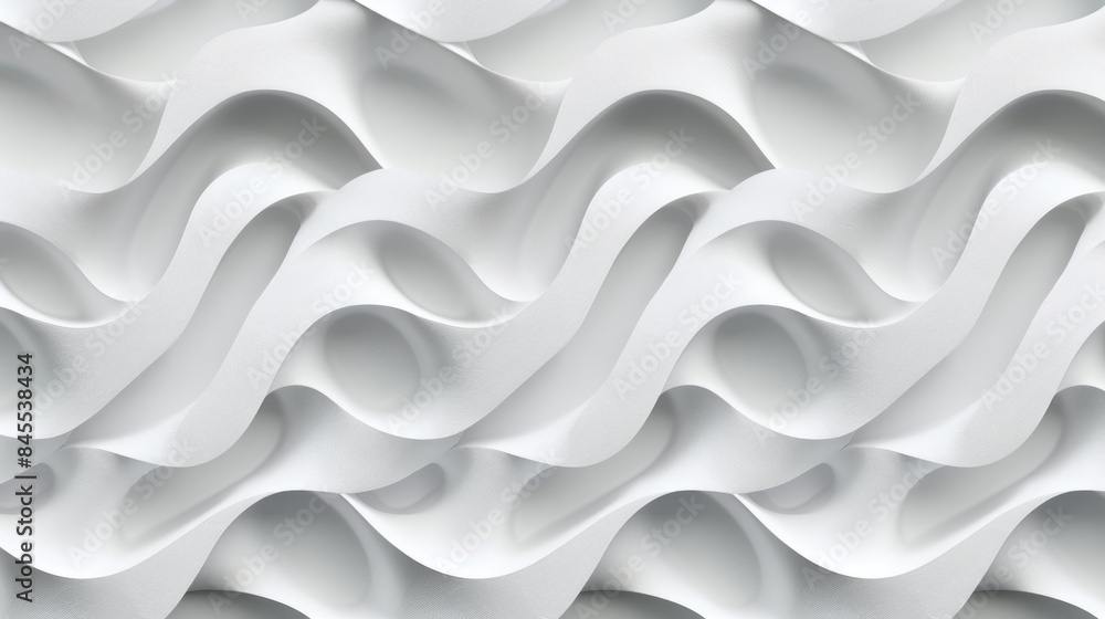 Fototapeta premium Seamless white fabric texture with flowing, wave-like patterns.