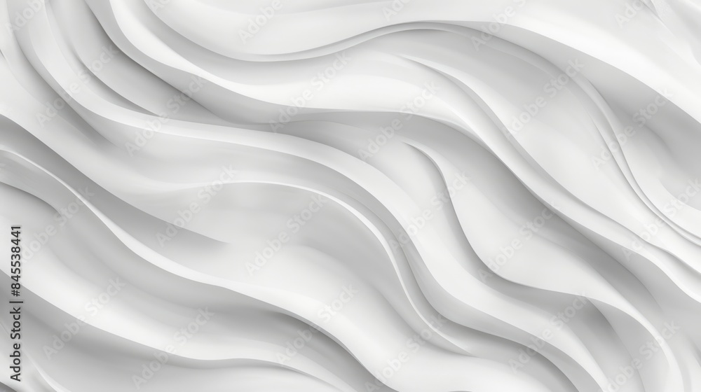 White wavy fabric texture. Abstract background of rippling satin material.