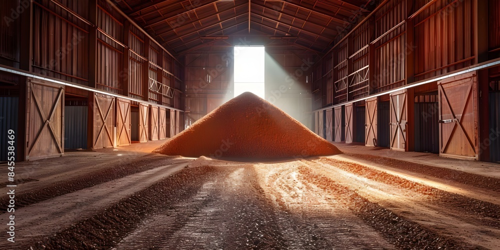 Symbolism of Mineral Mining Red Sand Mound in Barn with Potash