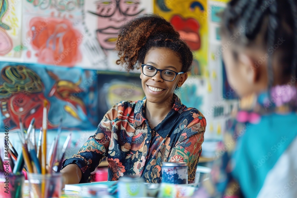 art teacher with students