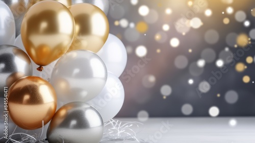 Elegant Gold and Silver Balloons Celebration Background