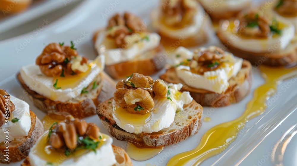 Gourmet Goat Cheese Toast with Walnuts and Honey Drizzle Gourmet Goat Cheese Toast with Walnuts and Honey Drizzle
