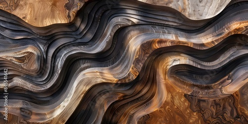 Fototapeta Naklejka Na Ścianę i Meble -  Abstract Wooden Wave Pattern