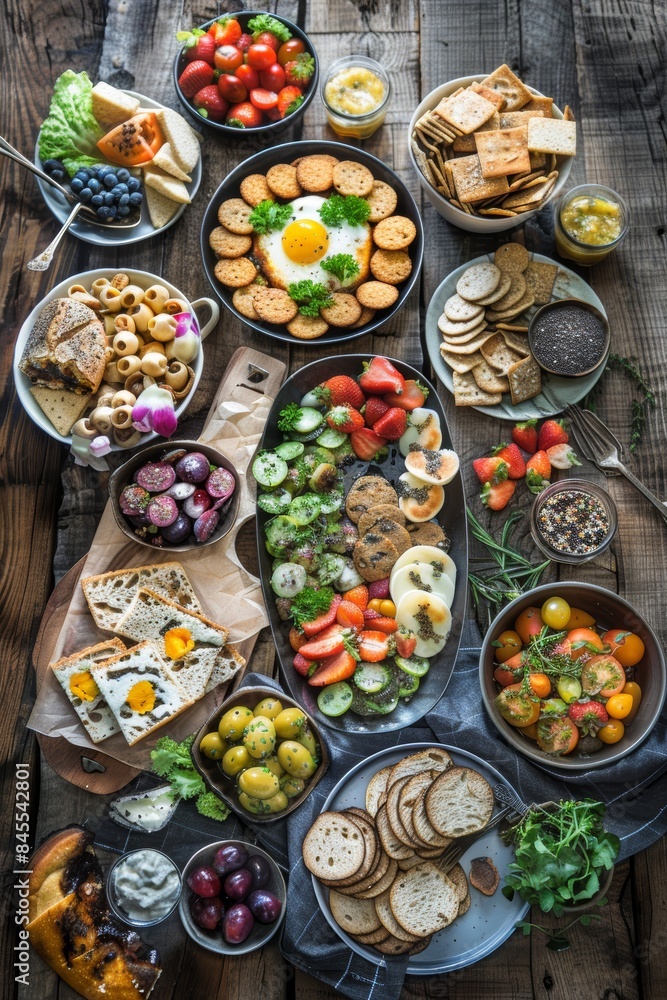 Vibrant Gluten-Free Snack and Meal Display on Rustic Wooden Table for Healthy Eating Inspiration Vibrant Gluten-Free Snack and Meal Display on Rustic Wooden Table for Healthy Eating Inspiration