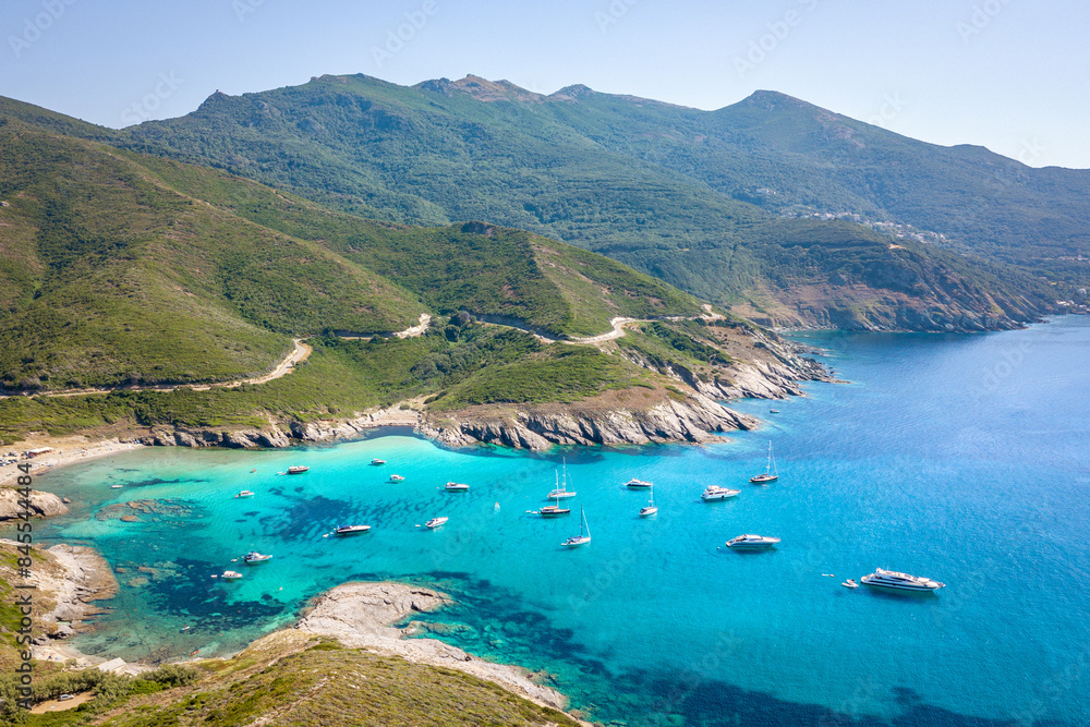 Aerial view of the coast of Corsica, France