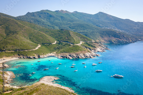 Aerial view of the coast of Corsica, France