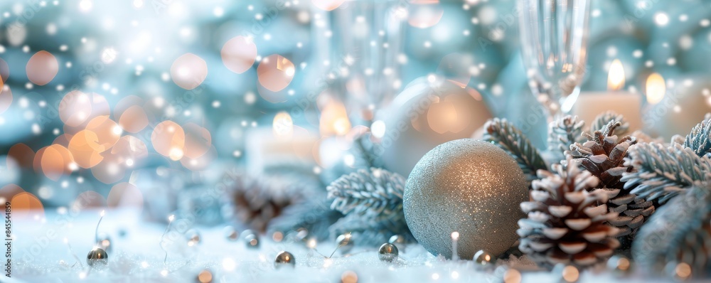 A Christmas tree with a silver ball and pine cones on it A Christmas tree with a silver ball and pine cones on it