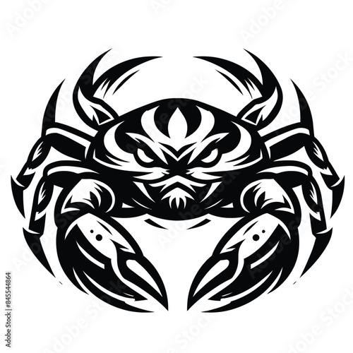cartoon illustration of a fierce crab in black and white