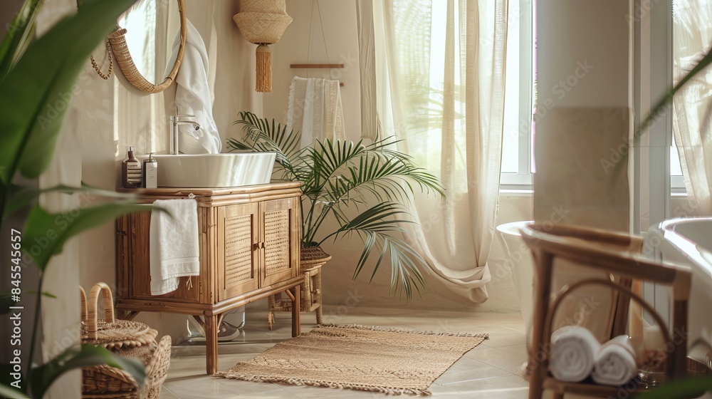 Obraz premium Boho bathroom interior decor