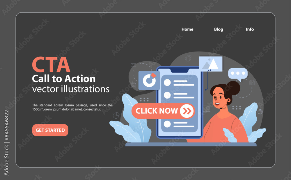 CTA Call to Action concept. Flat vector illustration