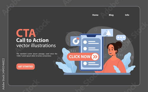 CTA Call to Action concept. Flat vector illustration