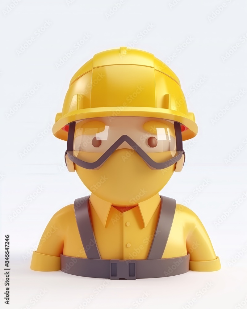 A cartoon construction worker stands confidently with arms crossed, wearing a yellow hardhat, safety glasses, and overalls. A cartoon construction worker stands confidently with arms crossed, wearing a yellow hardhat, safety glasses, and overalls.