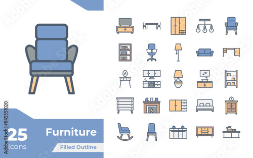 Furniture Filled Color Icons