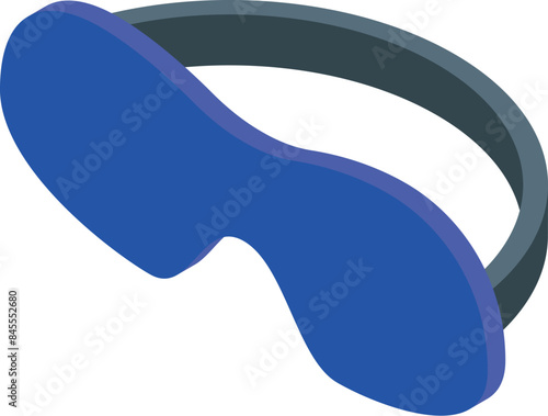 Blue sleep mask is laying flat with an elastic band, promoting a good night's sleep