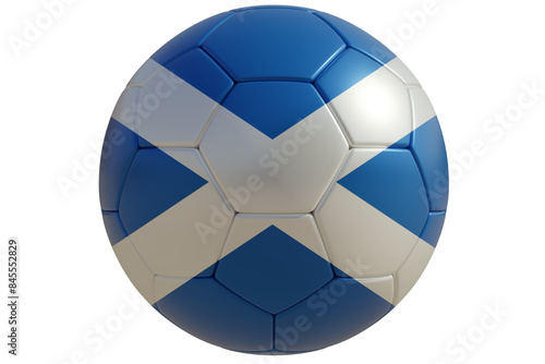 Football ball with scottish flag isolated on white transparent. Soccer in Scotland