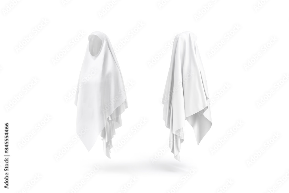 Blank white female khimar mockup, back side view Blank white female khimar mockup, back side view