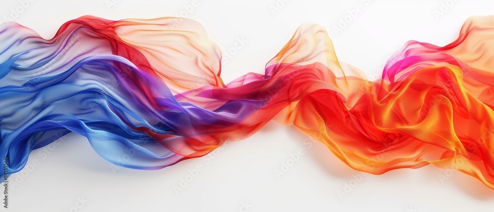 A long piece of fabric with a red and blue stripe A long piece of fabric with a red and blue stripe