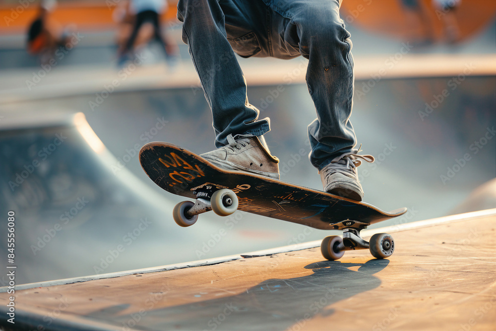 Person with skateboard weekend hobby in skate park generative ai technology Person with skateboard weekend hobby in skate park generative ai technology