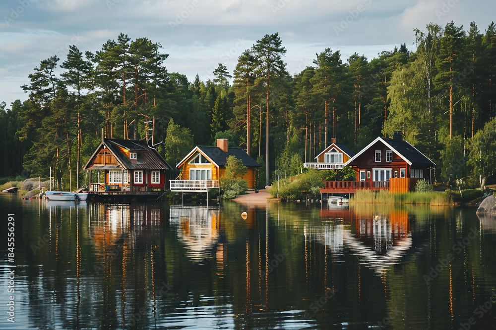 Obraz premium Image wooden pier in the lake view peaceful sunset created with generative AI image