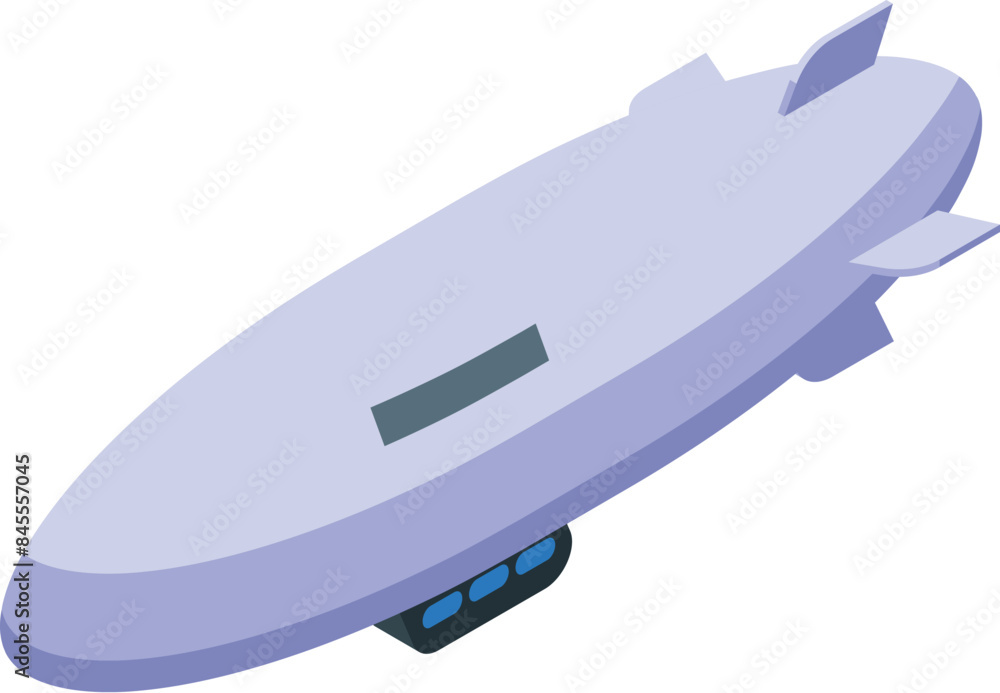 Fototapeta premium Large white zeppelin airship is floating in the sky