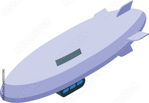 Large white zeppelin airship is floating in the sky