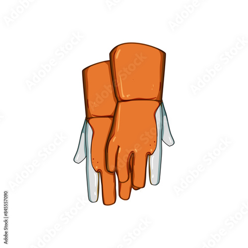 steel gloves welding cartoon. worker man, safety work, industry construction steel gloves welding sign. isolated symbol vector illustration