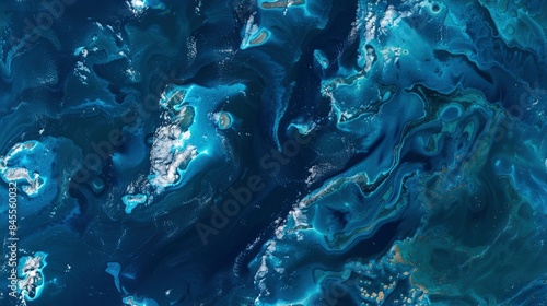A breathtaking perspective unfolds as you witness the grandeur of the deep ocean in this top-down satellite view