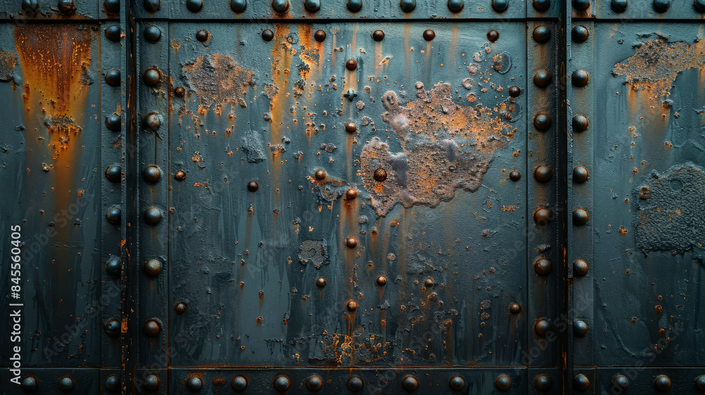 Fototapeta premium Rusty metal surface with rivets