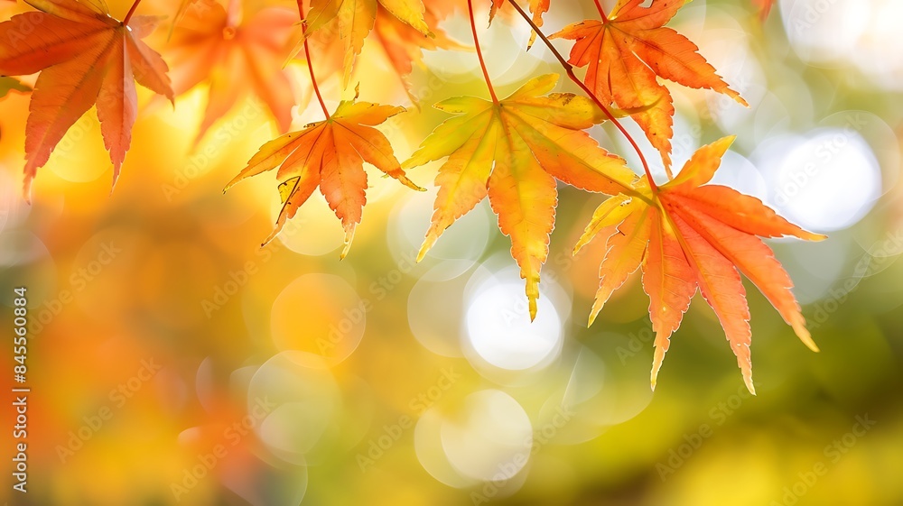 maple leaves with soft focus light and bokeh background maple leaves with soft focus light and bokeh background