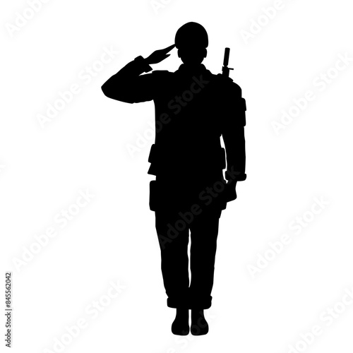 Salute soldier silhouette for military, army, battlefield or war
