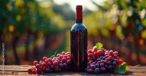 Savor the Moment: Red Wine and Vineyard Scene