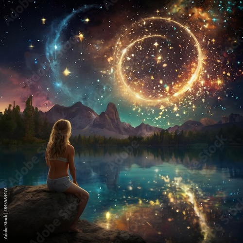 woman at night from fantasy world