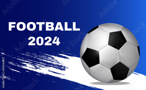Background with soccer ball and splashes in realism style. Championship. Team. Cup, sports game. Social media. International sport. Trophy. Tournament. Vector illustration. Icon. Banner. Template 