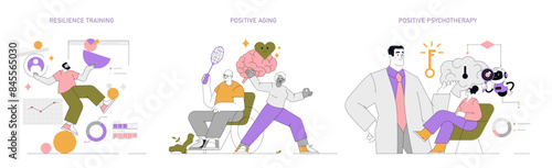 Positive Psychology. Flat Vector Illustration