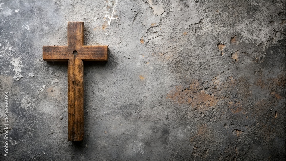 old christian cross put on right concrete background old christian cross put on right concrete background