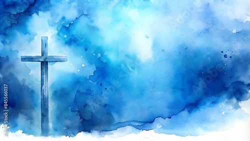watercolor banner with cross for christian themes
