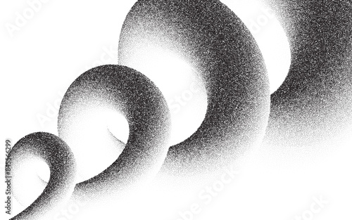 3d spiral stipple dots minimalist illustration background, noise swoosh and grainy silhouette texture