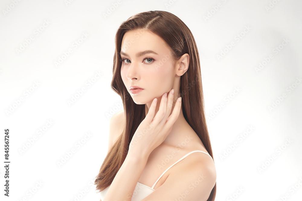 Beautiful young woman with clean fresh skin on white background, Face care, Facial treatment, Cosmetology, beauty and spa, women portrait. Beautiful young woman with clean fresh skin on white background, Face care, Facial treatment, Cosmetology, beauty and spa, women portrait.