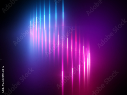 abstract background, vertical pink blue neon lines, plasma jets. Virtual northern lights, aurora borealis.