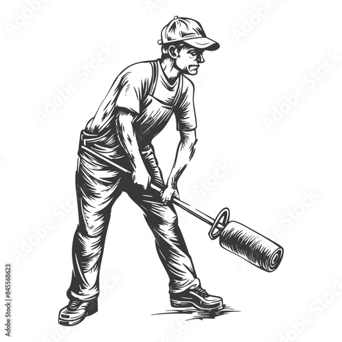 paint roller full body with engraving style
