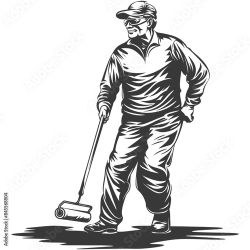 paint roller full body with engraving style