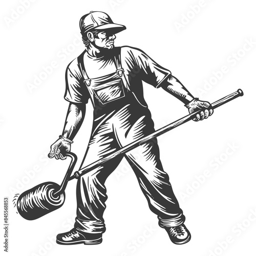 paint roller full body with engraving style