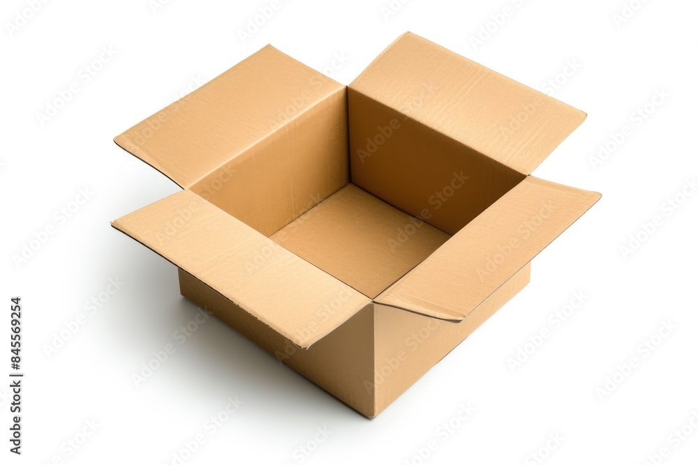 Open Cardboard Packaging in Isometric View Open Cardboard Packaging in Isometric View