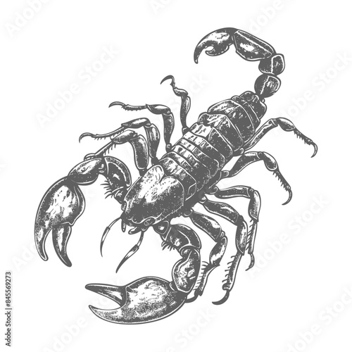 scorpion full body with engraving style