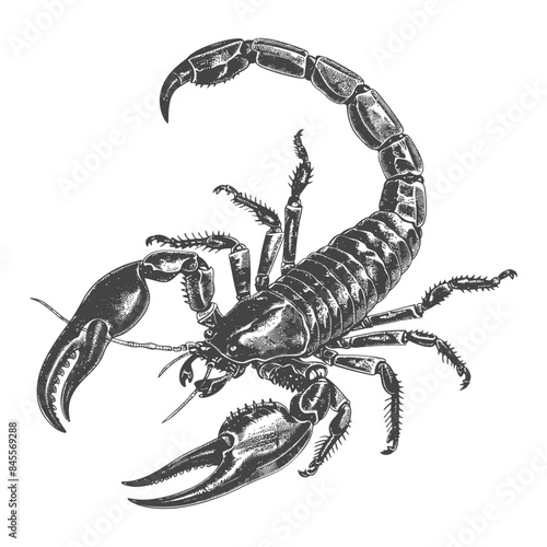 scorpion full body with engraving style