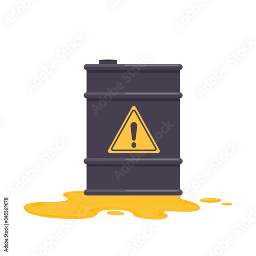 Hazardous materials container with chemical spill vector icon symbol