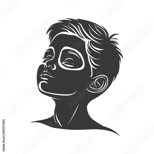 Uplifted Boy: Stylized Silhouette of Closed-Eye Child in Quiet Contemplation.
