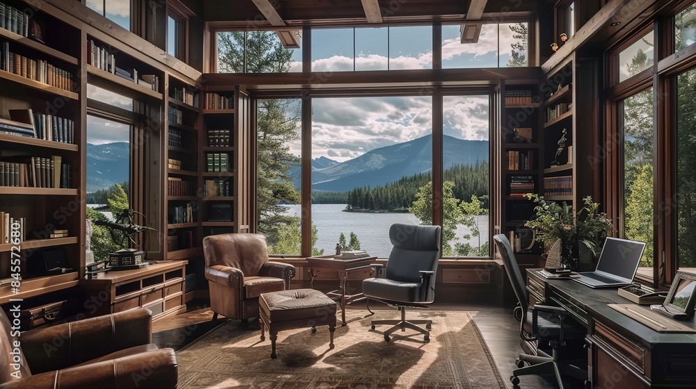 Fototapeta premium Stylish Home Office Spaces of Inspiring Designs for Productivity and Comfort