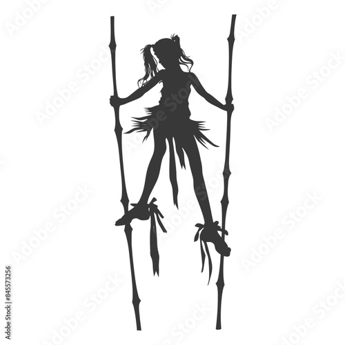 Silhouette of a Girl on Stilts, Tied Shoes, Frills.