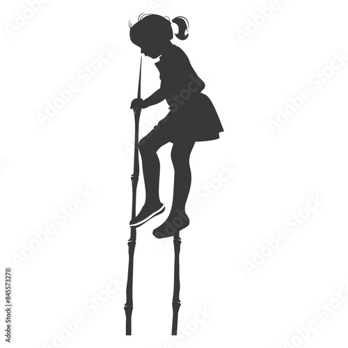 Silhouette Girl on Stilts: Childhood Balance and Play.